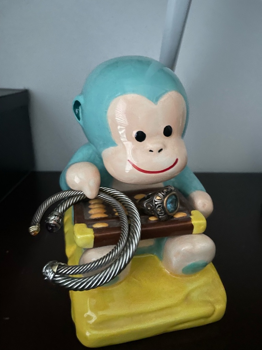 3mm Yurman Citrine Cable bracelet with John Hard Blue Topaz ring.